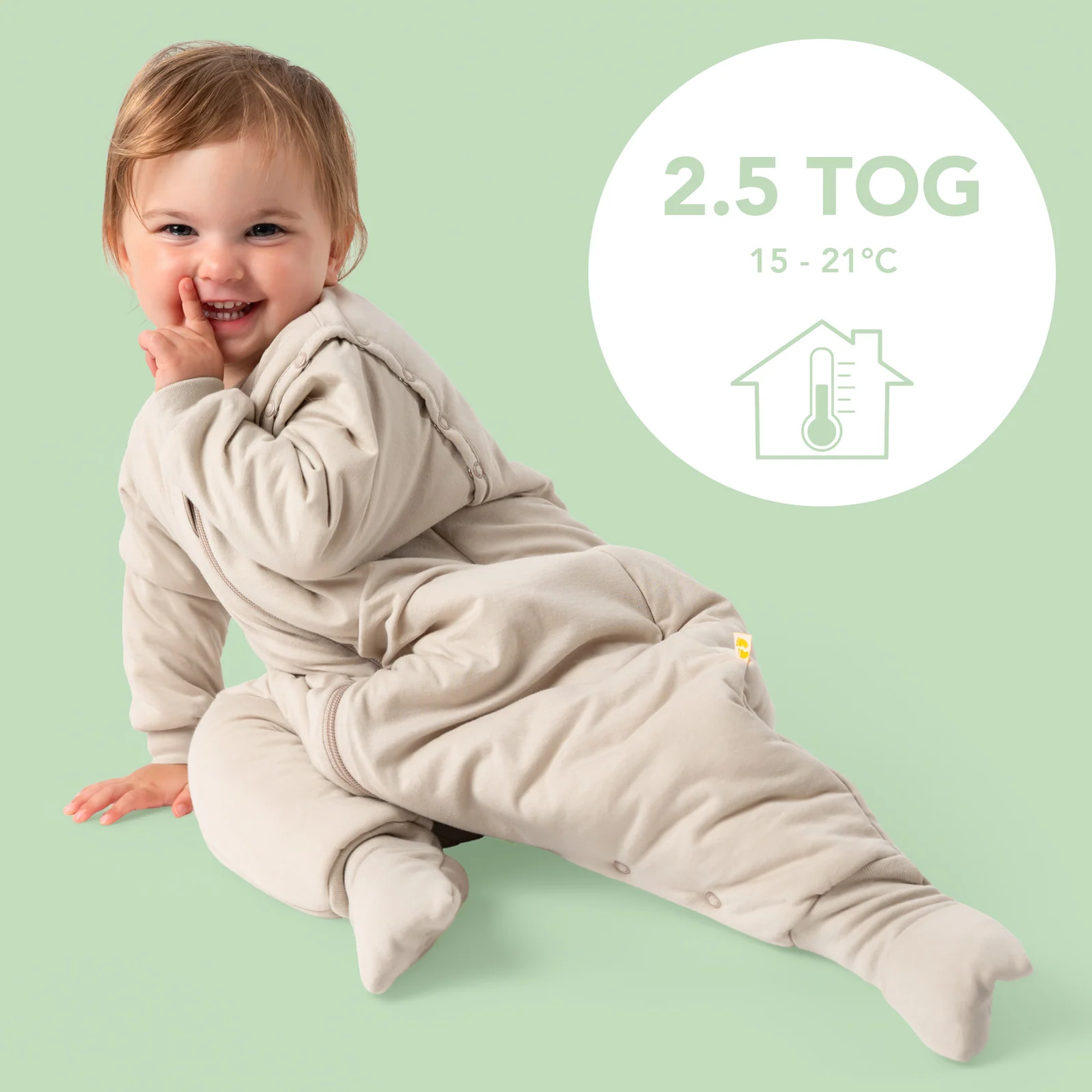 Šedohnědý CELOROČNÍ PROTISKLUZOVÝ spací pytel s nohavičkami a s ODEPÍNACÍMI RUKÁVY 130cm | Slumbersac