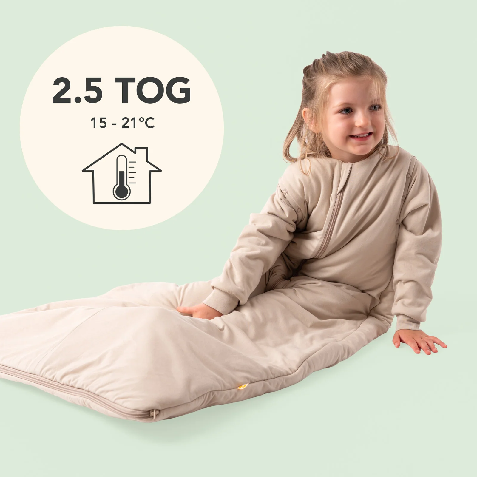 Šedohnědý CELOROČNÍ dětský spací pytel s ODEPÍNACÍMI RUKÁVY 12-36 měsíců, 110cm | Slumbersac