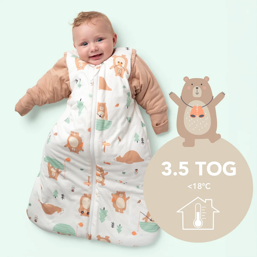 Medvídci ZIMNÍ dětský spací pytel S ODEPÍNACÍMI RUKÁVY 6-10let, 150cm | Slumbersac