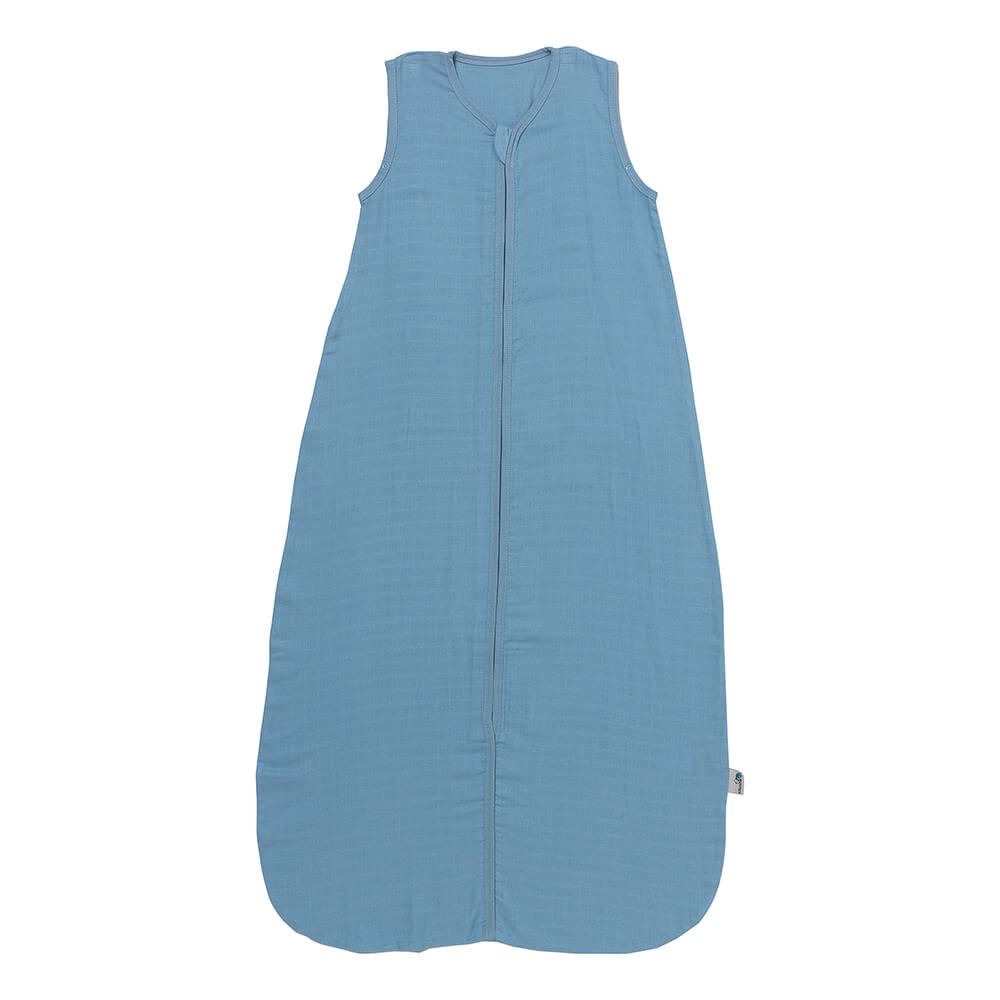 Modrý MUŠELÍNOVÝ EXTRA TENKÝ LETNÍ dětský spací pytel 3-6 let, 130cm