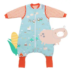 ORGANICKÁ BAVLNA - Červený CELOROČNÍ PROTISKLUZOVÝ spací pytel s nohavičkami a s ODEPÍNACÍMI RUKÁVY 70cm