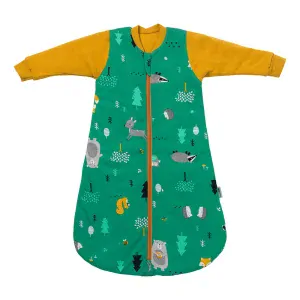 ORGANICKÁ BAVLNA - Zelený  ZIMNÍ dětský spací pytel S RUKÁVY 0-6 měsíců, 70cm