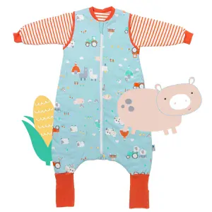 ORGANICKÁ BAVLNA - Červený CELOROČNÍ PROTISKLUZOVÝ spací pytel s nohavičkami a s ODEPÍNACÍMI RUKÁVY 130cm