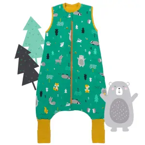 ORGANICKÁ BAVLNA - Zelený LETNÍ PROTISKLUZOVÝ spací pytel s nohavičkami 130cm