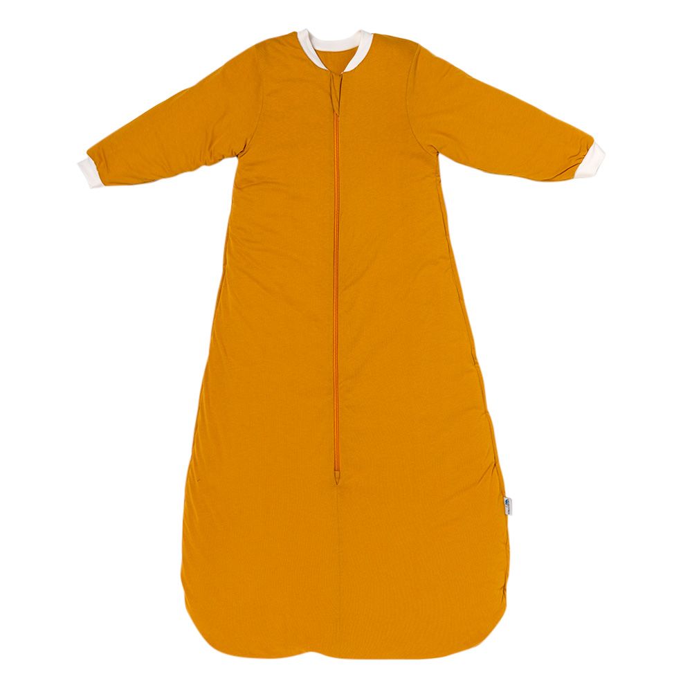 Žlutý ZIMNÍ dětský spací pytel S RUKÁVY 3-6let, 130cm
