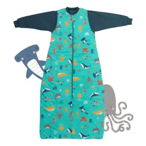 Mořský svět CELOROČNÍ dětský spací pytel s ODEPÍNACÍMI RUKÁVY 12-36 měsíců, 110cm