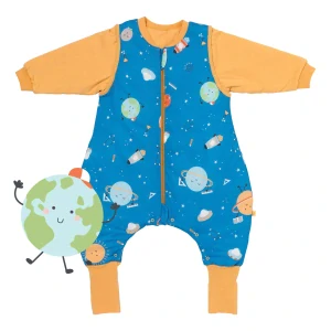 Vesmír CELOROČNÍ PROTISKLUZOVÝ spací pytel s nohavičkami a s ODEPÍNACÍMI RUKÁVY 70cm