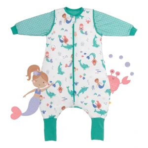 Mořská víla CELOROČNÍ PROTISKLUZOVÝ spací pytel s nohavičkami a s ODEPÍNACÍMI RUKÁVY 100cm