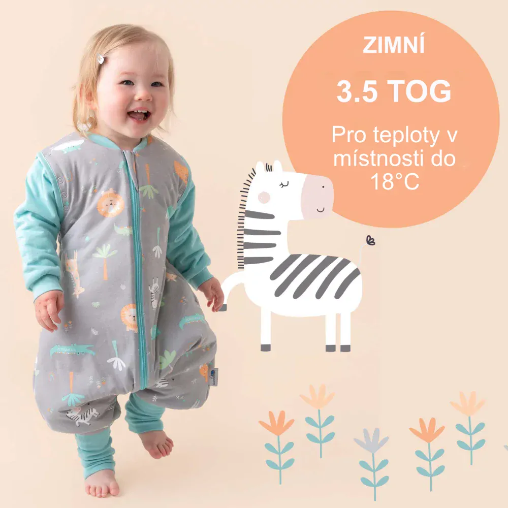 Safari ZIMNÍ PROTISKLUZOVÝ spací pytel s nohavičkami a s ODEPÍNACÍMI RUKÁVY 90cm