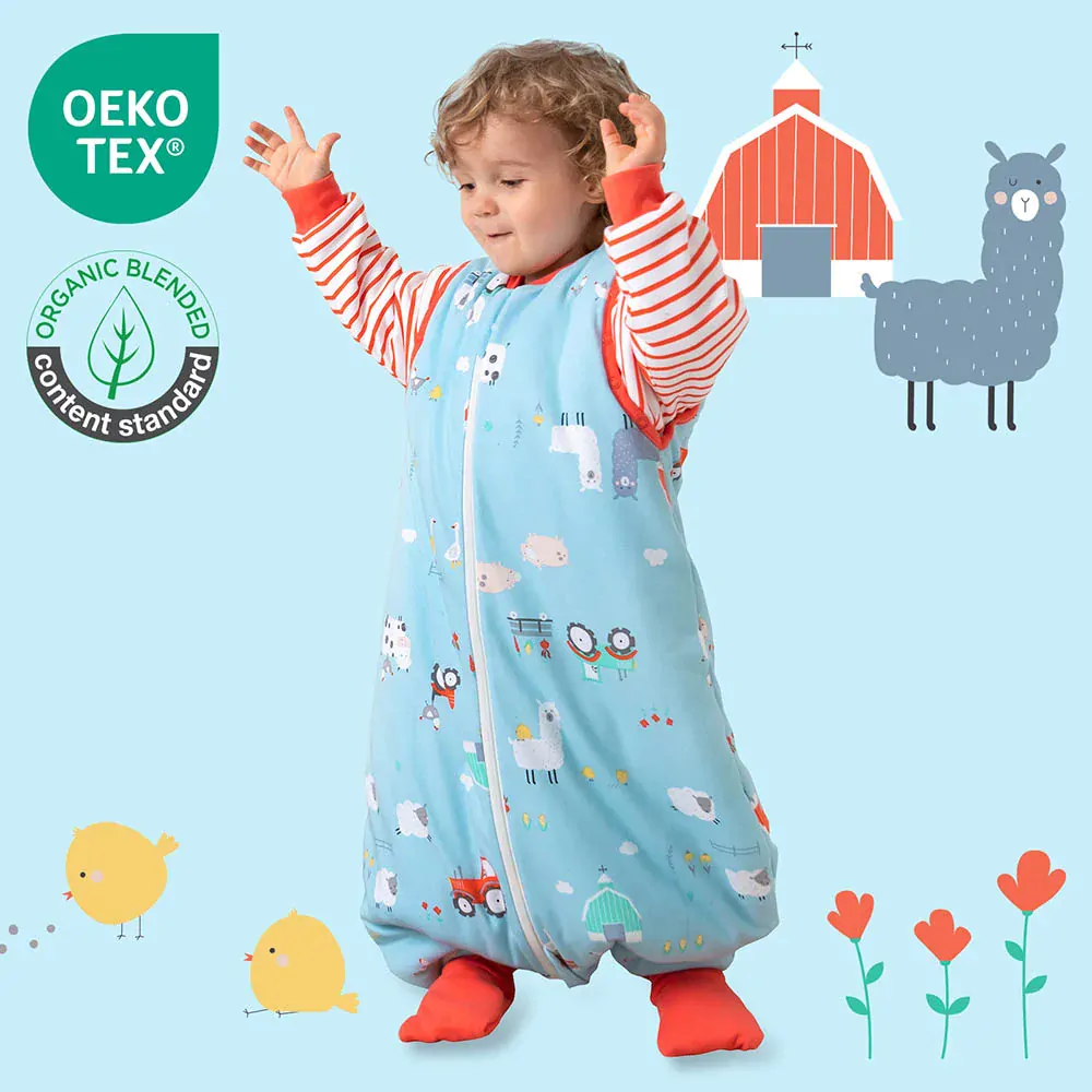 ORGANICKÁ BAVLNA - Červený ZIMNÍ PROTISKLUZOVÝ spací pytel s nohavičkami a s ODEPÍNACÍMI RUKÁVY 70cm