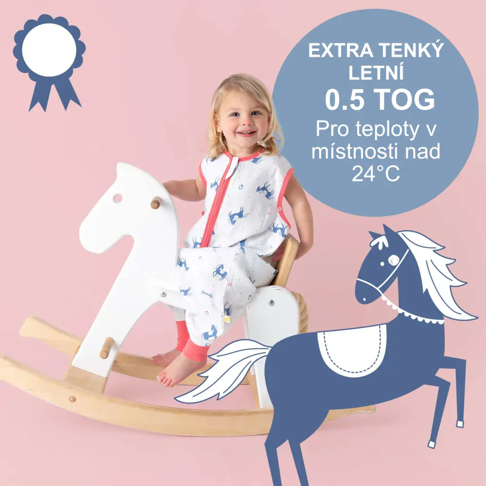 Koníci MUŠELÍNOVÝ 0.5Tog EXTRA TENKÝ LETNÍ spací pytel s nohavičkami 80cm