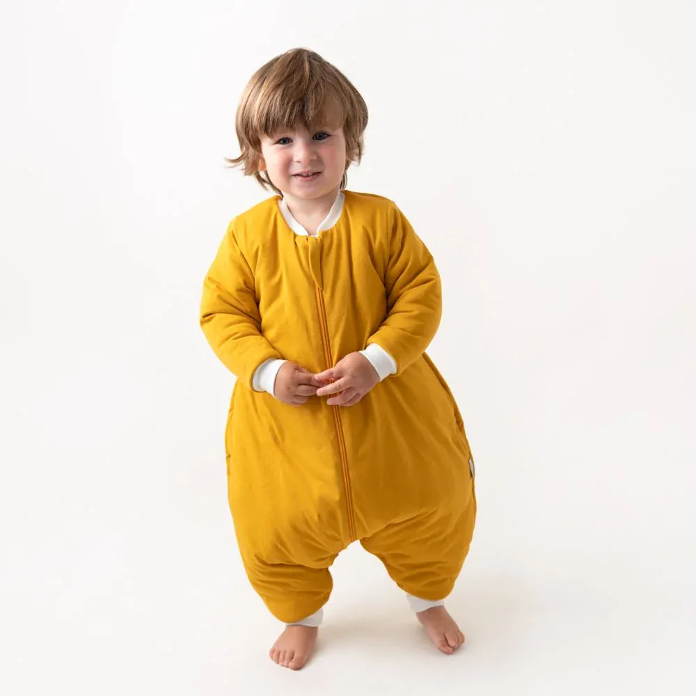 Žlutý ZIMNÍ spací pytel s nohavičkami a RUKÁVY 120cm