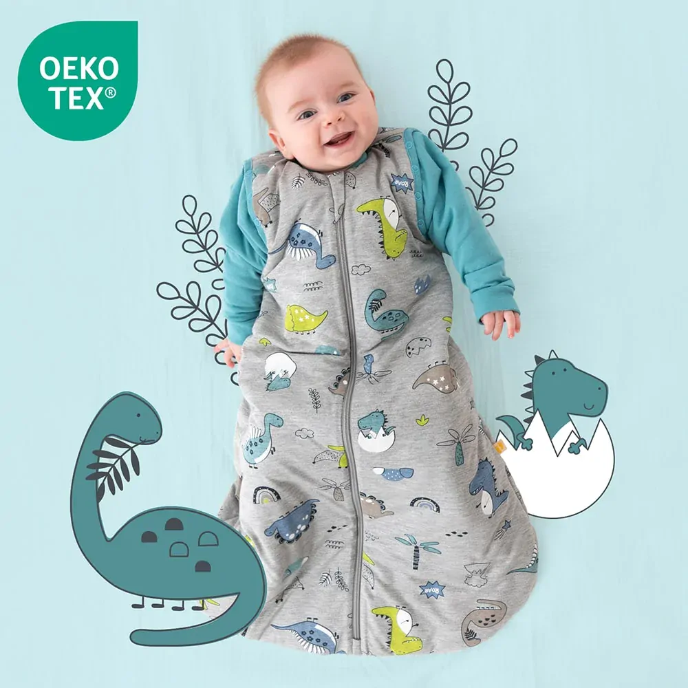 MODAL - Dinosauři CELOROČNÍ dětský spací pytel s ODEPÍNACÍMI rukávy 6-18měsíců, 90cm