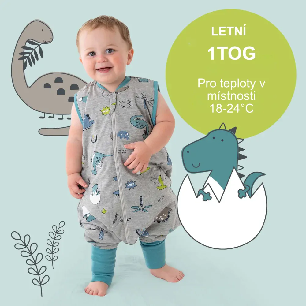MODAL - Dinosauři LETNÍ PROTISKLUZOVÝ spací pytel s nohavičkami 90cm