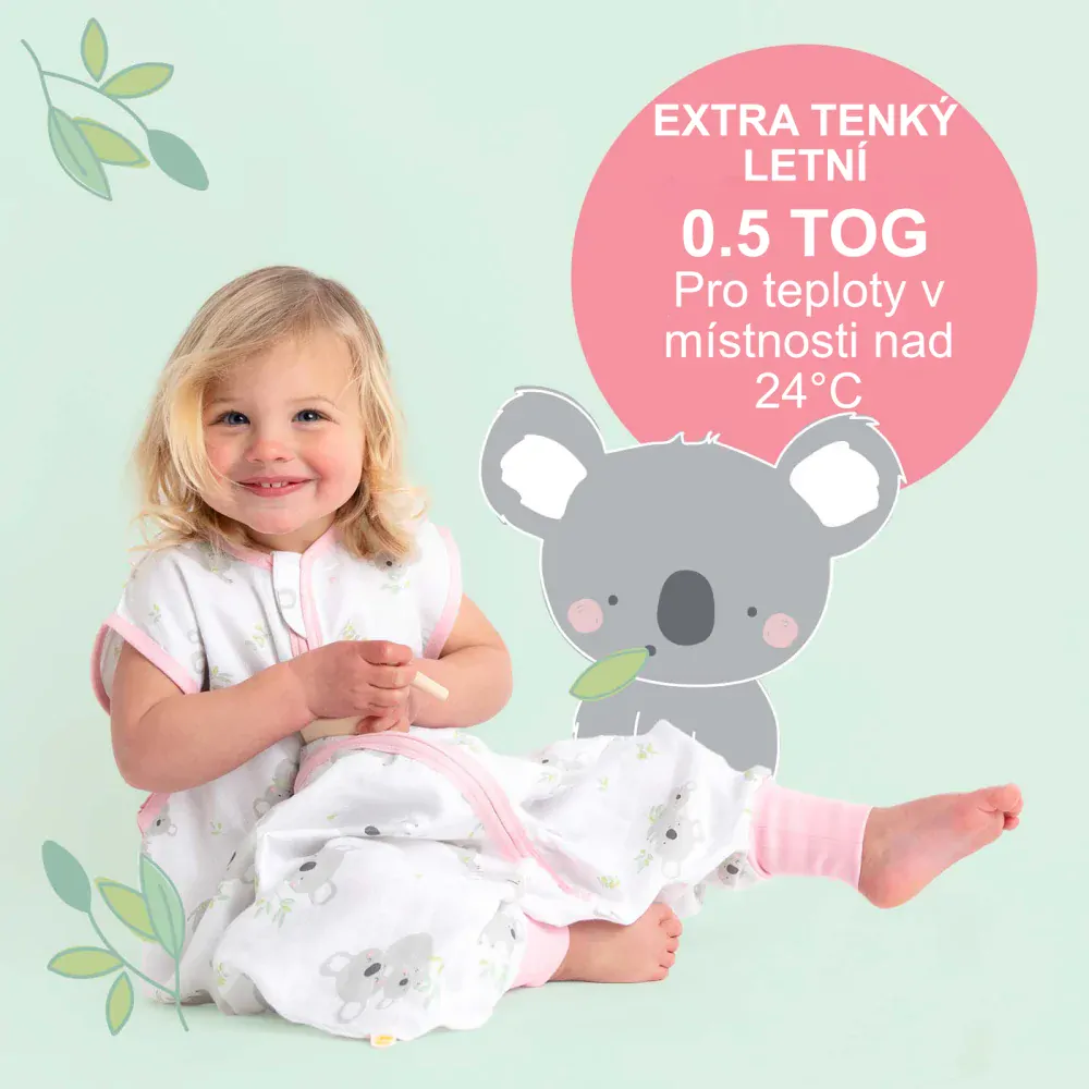 Koala MUŠELÍNOVÝ 0.5Tog EXTRA TENKÝ LETNÍ spací pytel s nohavičkami 80cm