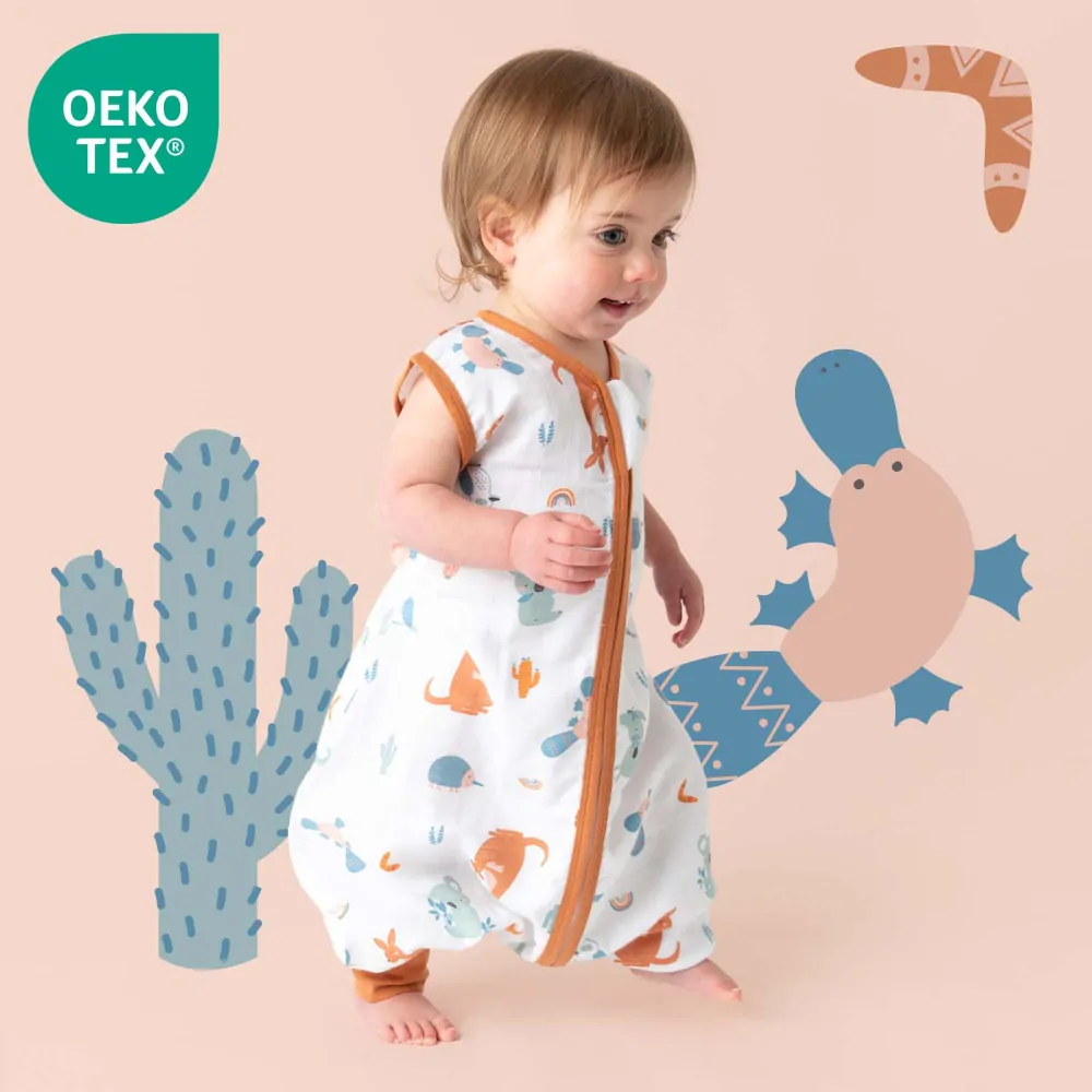 Hlavou vzhůru MUŠELÍNOVÝ 0.5Tog EXTRA TENKÝ LETNÍ spací pytel s nohavičkami 110cm