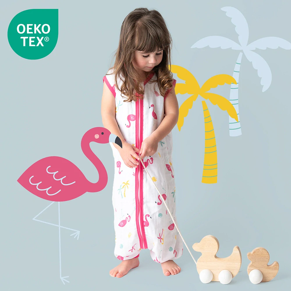 Plameňáci MUŠELÍNOVÝ 0.5Tog EXTRA TENKÝ LETNÍ spací pytel s nohavičkami 120cm