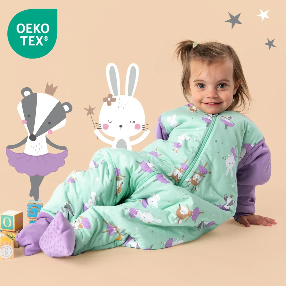 Balerína CELOROČNÍ PROTISKLUZOVÝ spací pytel s nohavičkami a s ODEPÍNACÍMI RUKÁVY 90cm