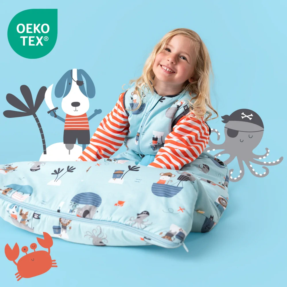 Piráti LETNÍ dětský spací pytel S ODEPÍNACÍMI RUKÁVY 12-36 měsíců, 110cm