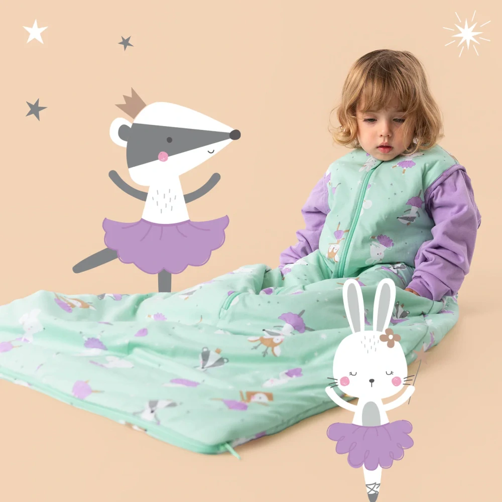 Balerína CELOROČNÍ dětský spací pytel s ODEPÍNACÍMI RUKÁVY 3-6let, 130cm