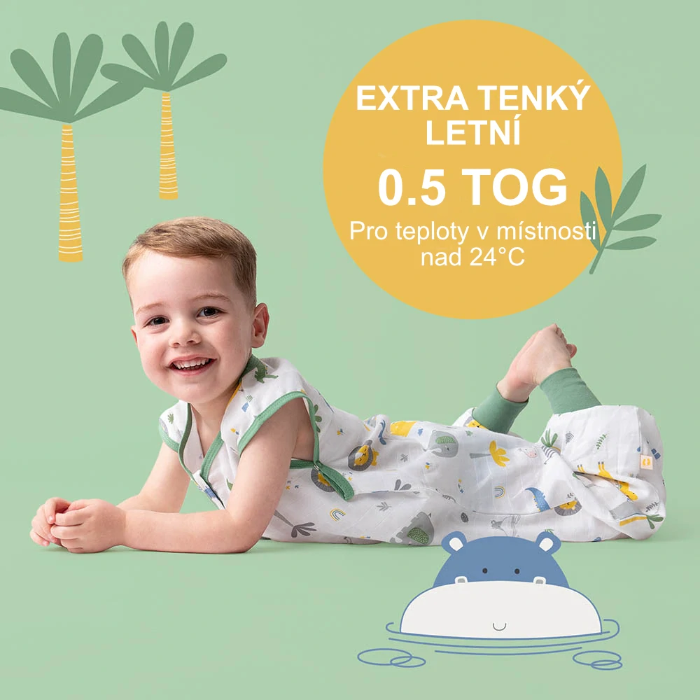 Džungle MUŠELÍNOVÝ 0.5Tog EXTRA TENKÝ LETNÍ spací pytel s nohavičkami 70cm