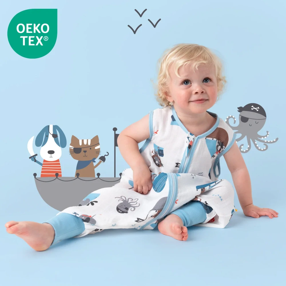 Piráti MUŠELÍNOVÝ 0.5Tog EXTRA TENKÝ LETNÍ spací pytel s nohavičkami 130cm