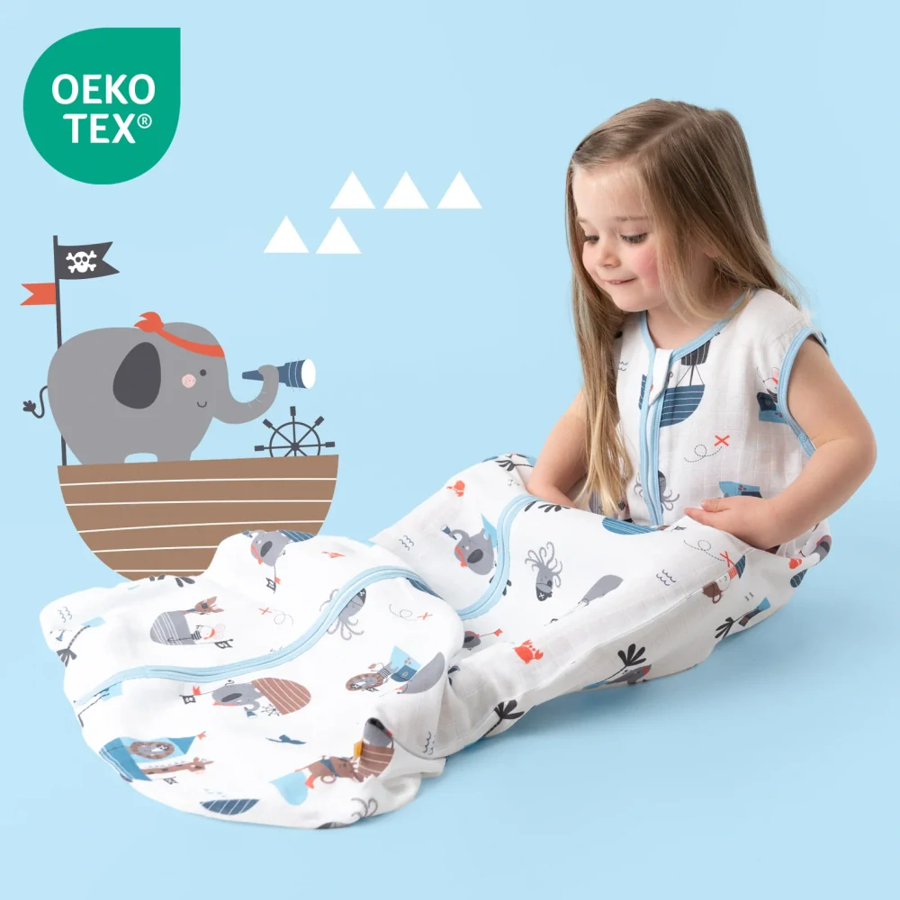 Piráti MUŠELÍNOVÝ EXTRA TENKÝ LETNÍ dětský spací pytel 3-6 let, 130cm