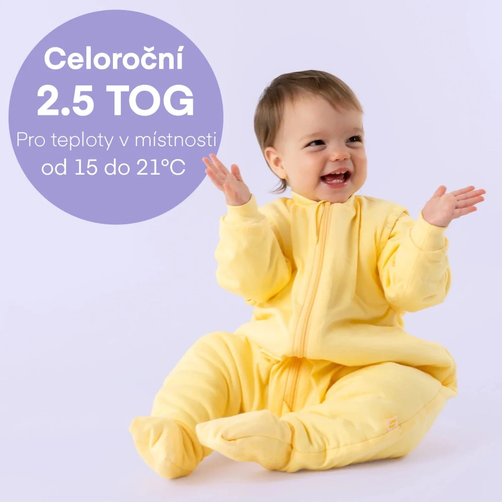 Popcorn CELOROČNÍ PROTISKLUZOVÝ spací pytel s nohavičkami a s ODEPÍNACÍMI RUKÁVY 80cm