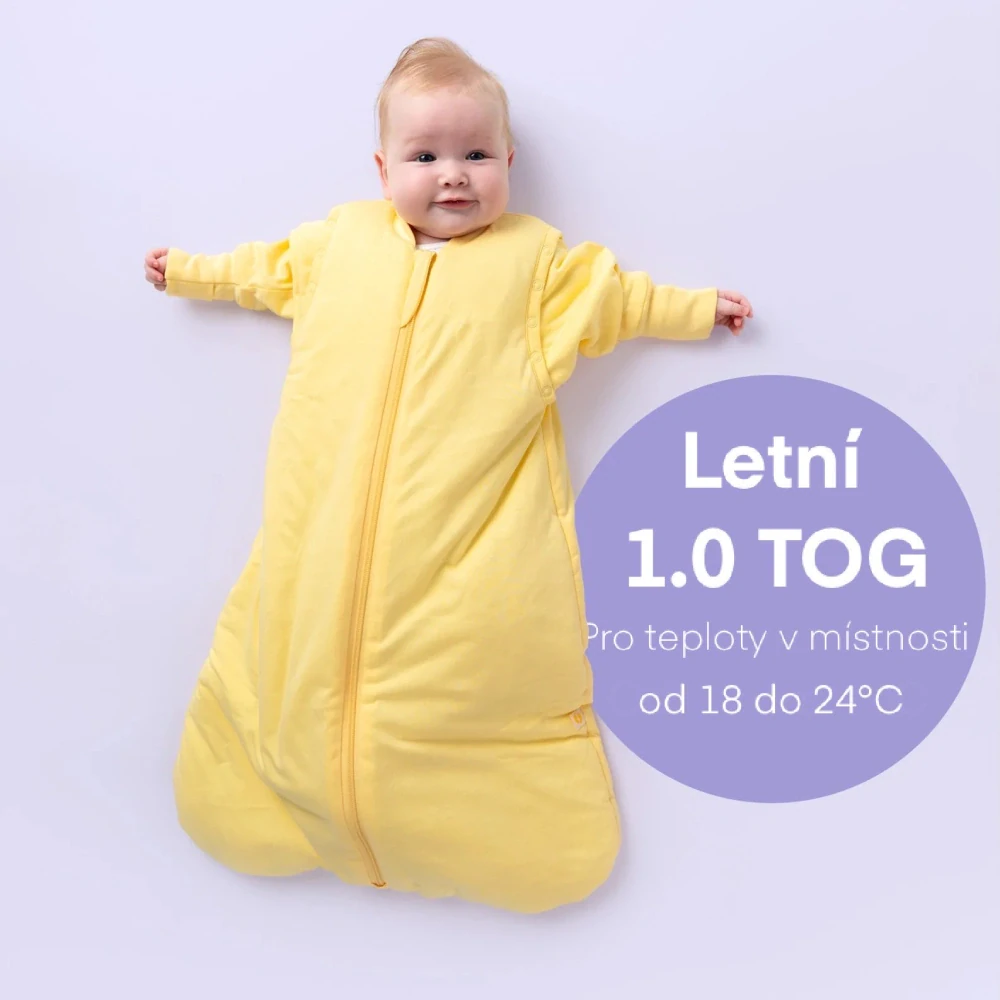 Popcorn LETNÍ dětský spací pytel s ODEPÍNACÍMI RUKÁVY 0-6 měsíců, 70cm