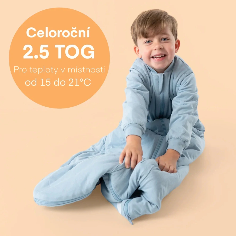 Ledovcový CELOROČNÍ dětský spací pytel s ODEPÍNACÍMI RUKÁVY 3-6let, 130cm