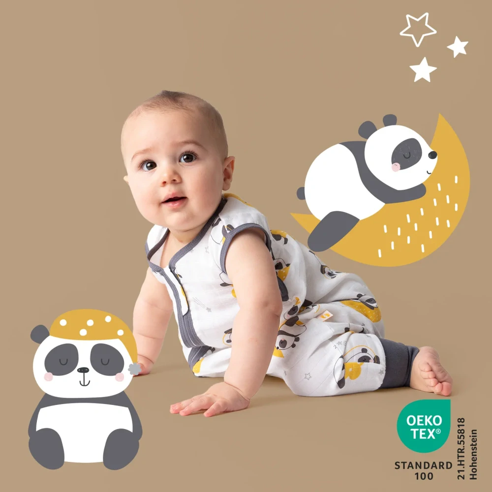 Panda MUŠELÍNOVÝ 0.5Tog EXTRA TENKÝ LETNÍ spací pytel s nohavičkami 80cm