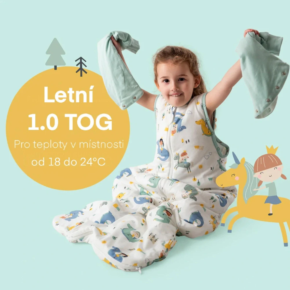 Fantazie LETNÍ dětský spací pytel S ODEPÍNACÍMI RUKÁVY 3-6let, 130cm