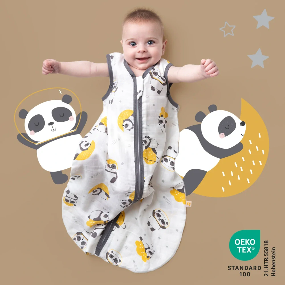 Panda MUŠELÍNOVÝ 0.5Tog EXTRA TENKÝ LETNÍ dětský spací pytel 6-18 měsíců, 90cm