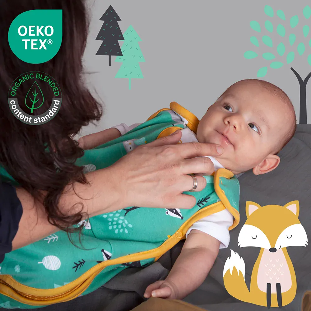 ORGANICKÁ BAVLNA – Zelený LETNÍ dětský spací pytel 0-6 měsíců, 70cm