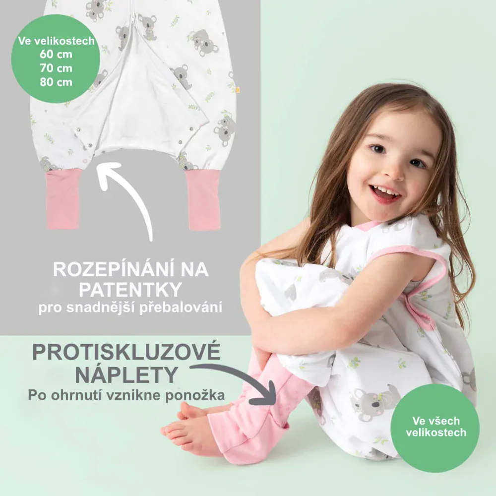 Koala LETNÍ PROTISKLUZOVÝ spací pytel s nohavičkami 90cm