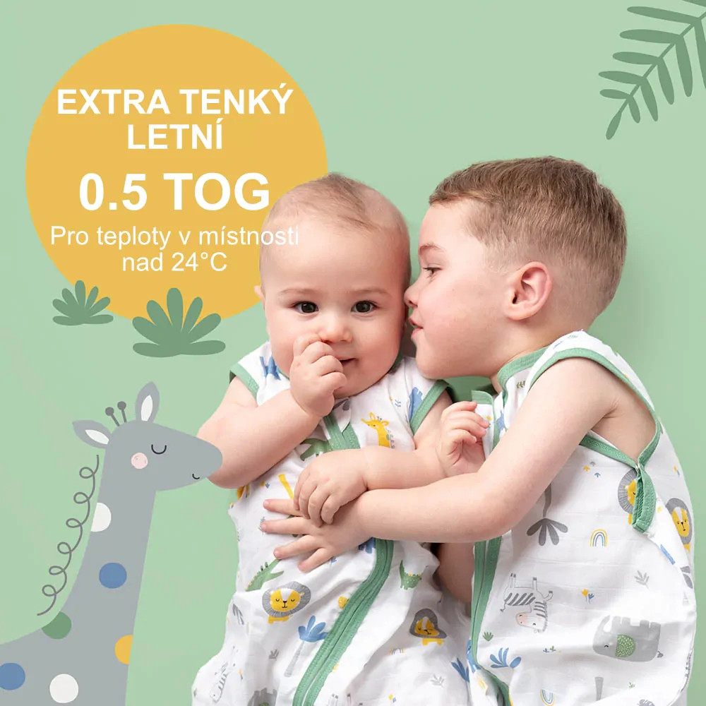 Džungle MUŠELÍNOVÝ EXTRA TENKÝ LETNÍ dětský spací pytel 3-6 let, 130cm