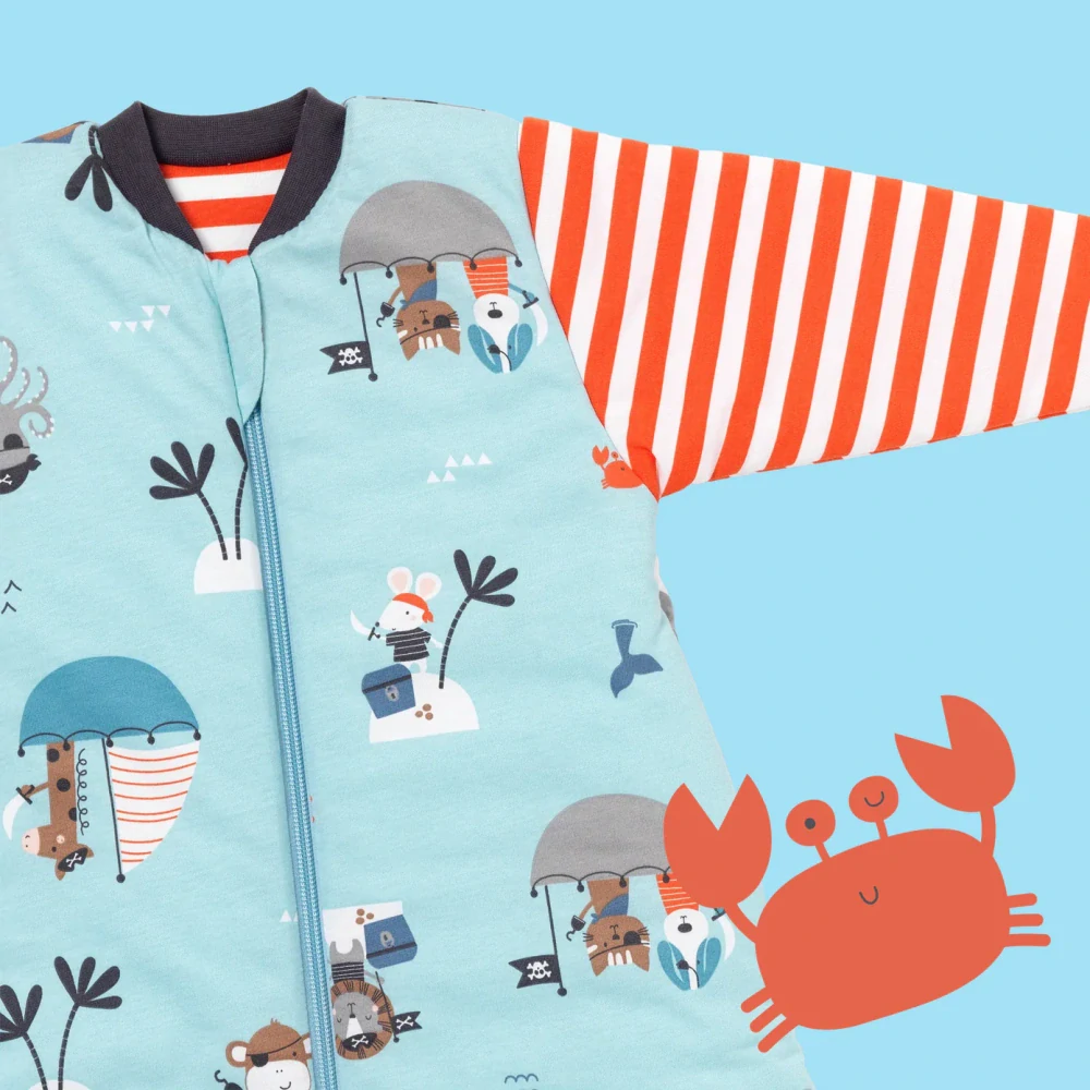 Piráti ZIMNÍ dětský spací pytel S RUKÁVY 12-36 měsíců, 110cm