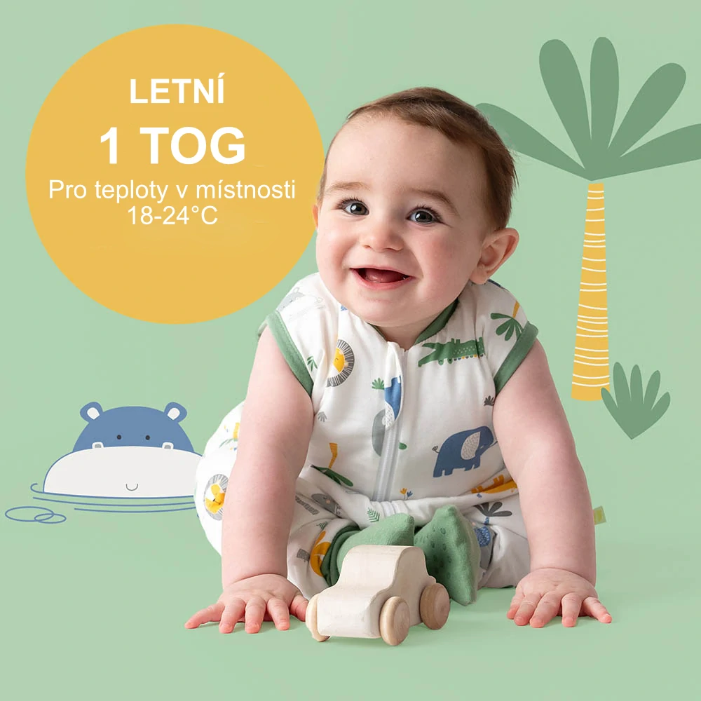 Džungle LETNÍ PROTISKLUZOVÝ spací pytel s nohavičkami a ODEPÍNACÍMI RUKÁVY 100cm