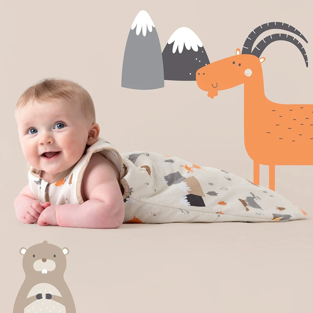 Hory NOVOROZENECKÝ LETNÍ dětský spací pytel s ODEPÍNACÍMI RUKÁVY 0-3 měsíce, 56cm