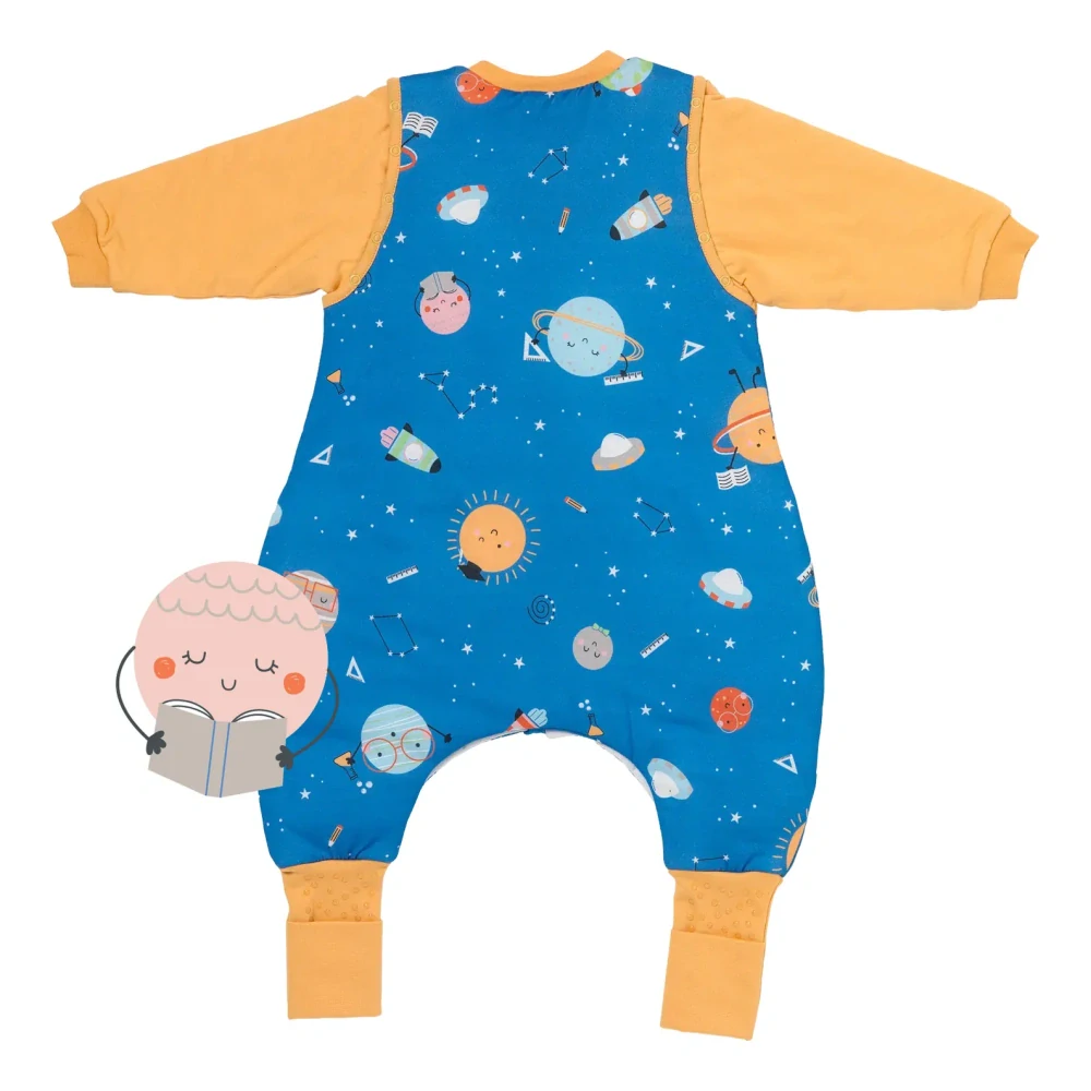 Vesmír CELOROČNÍ PROTISKLUZOVÝ spací pytel s nohavičkami a s ODEPÍNACÍMI RUKÁVY 60cm