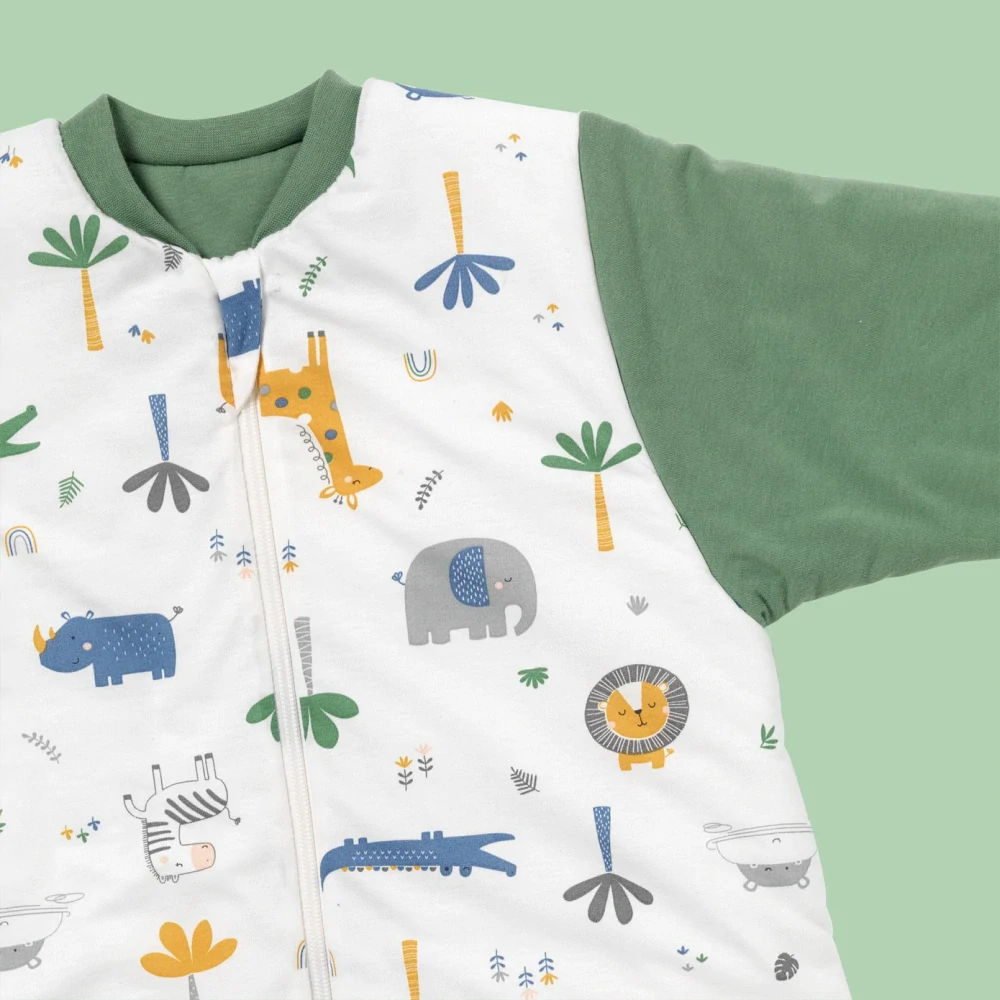 Džungle NOVOROZENECKÝ ZIMNÍ dětský spací pytel s RUKÁVY 0-3 měsíce, 56cm