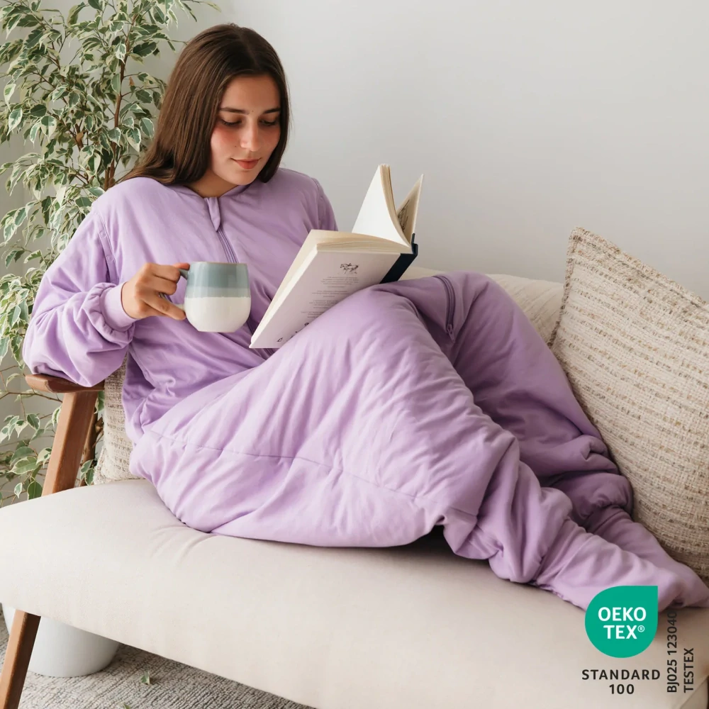 Levandule CELOROČNÍ spací pytel s KAPSAMI, nohavičkami a odepínacími rukvávy, vel.M 