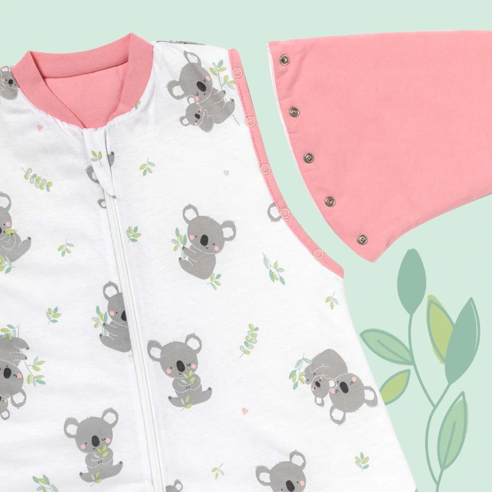 Koala NOVOROZENECKÝ LETNÍ dětský spací pytel s ODEPÍNACÍMI RUKÁVY 0-3 měsíce, 56cm