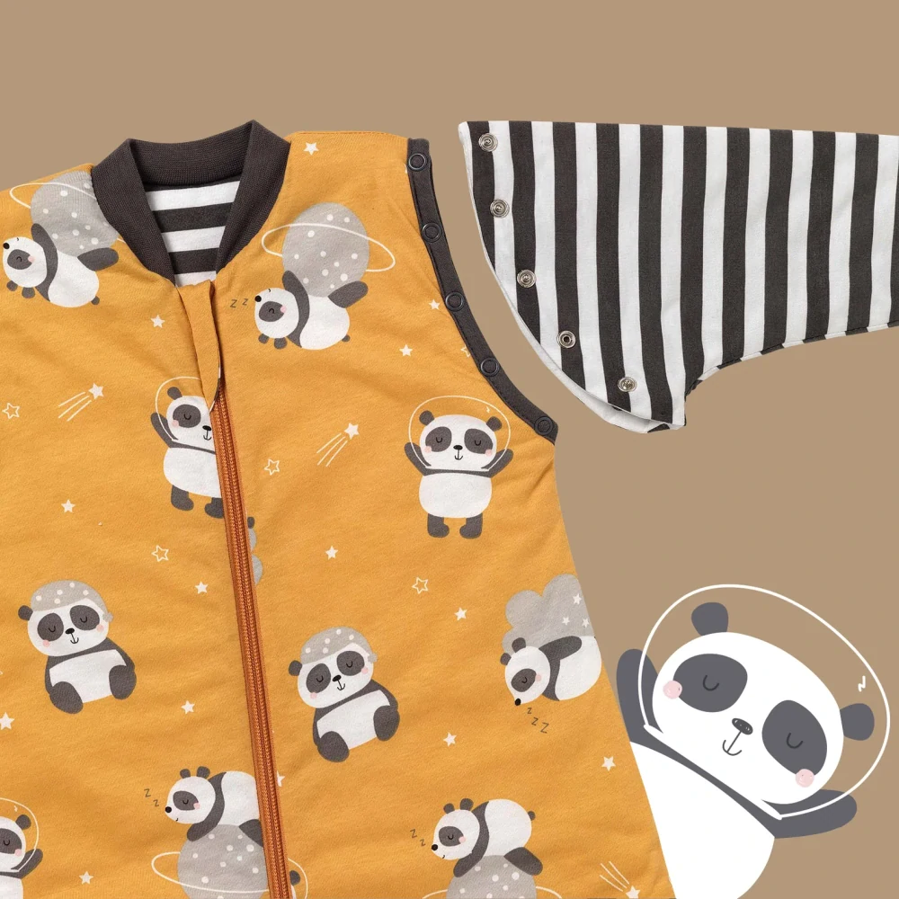 Panda LETNÍ PROTISKLUZOVÝ spací pytel s nohavičkami a ODEPÍNACÍMI RUKÁVY 70cm