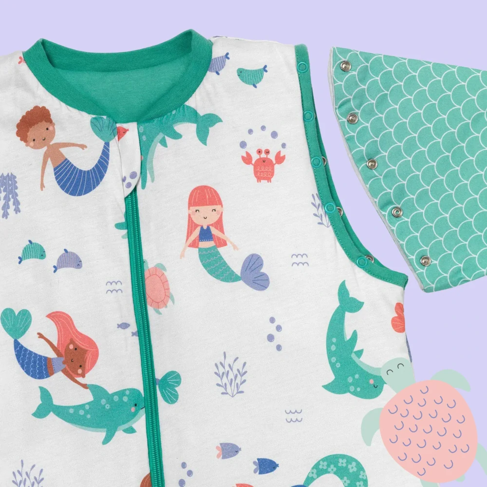 Mořská víla CELOROČNÍ dětský spací pytel s ODEPÍNACÍMI rukávy 6-18měsíců, 90cm