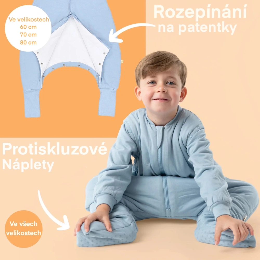 Ledovcový ZIMNÍ PROTISKLUZOVÝ spací pytel s nohavičkami a s ODEPÍNACÍMI RUKÁVY 130cm | Slumbersac
