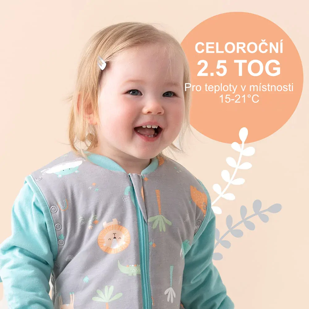 Safari CELOROČNÍ dětský spací pytel s ODEPÍNACÍMI RUKÁVY 3-6let, 130cm