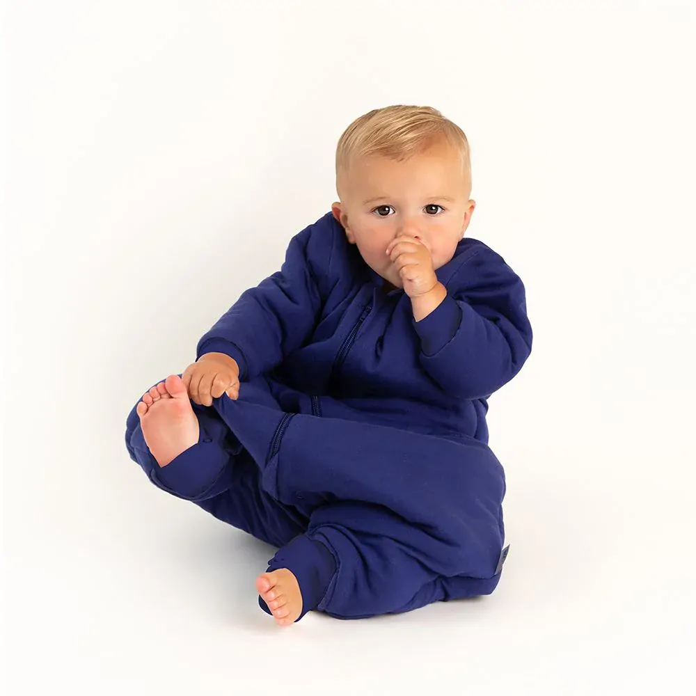 Tmavě modrý ZIMNÍ spací pytel s nohavičkami a s rukávy 70cm