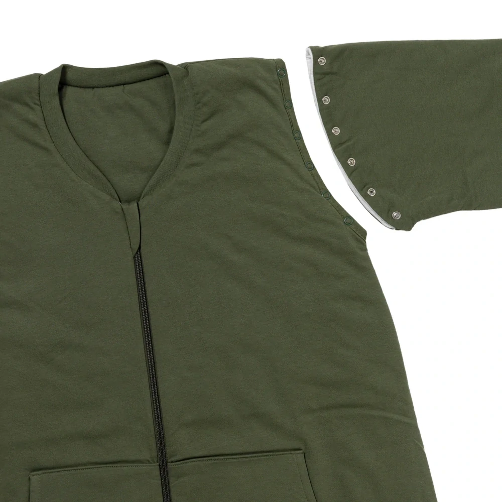 Olivový LETNÍ spací pytel s KAPSAMI, nohavičkami a odepínacími rukávy, vel.XS 