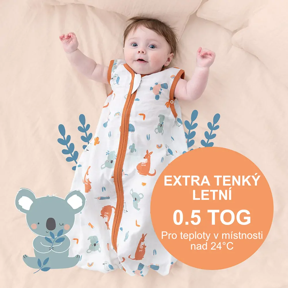 Hlavou vzhůru MUŠELÍNOVÝ EXTRA TENKÝ LETNÍ dětský spací pytel 3-6 let, 130cm